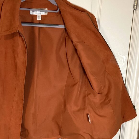 Vintage Conrad C Women's Faux Suede Blazer Jacket Burnt Orange Size 6 Office - Picture 5 of 9